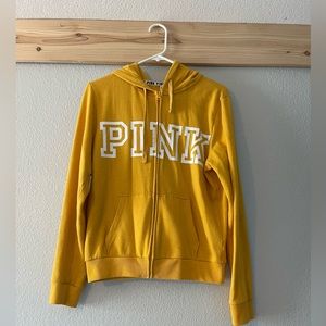 Yellow zip up hoodie, size small
